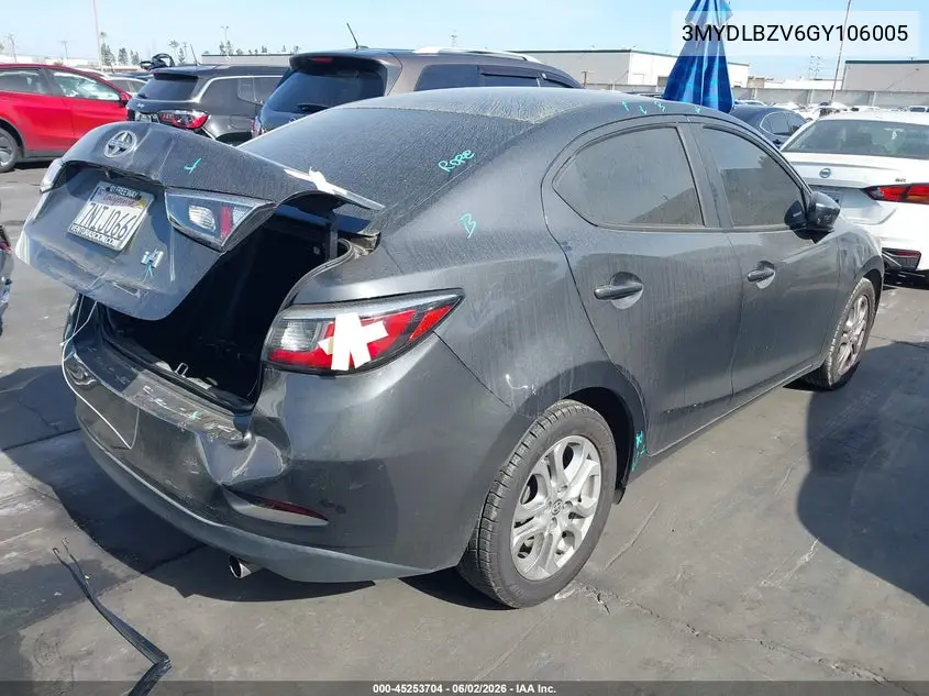 2016 Scion Ia VIN: 3MYDLBZV6GY106005 Lot: 45253704