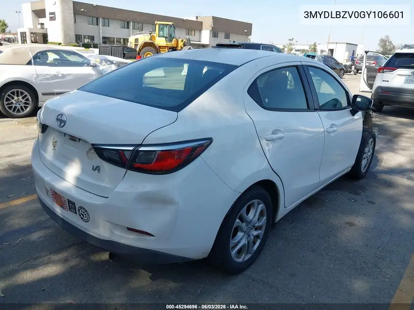 2016 Scion Ia VIN: 3MYDLBZV0GY106601 Lot: 45294696