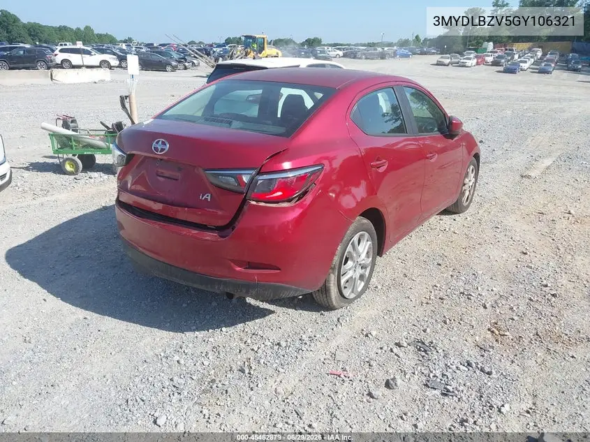 2016 Scion Ia VIN: 3MYDLBZV5GY106321 Lot: 45462879