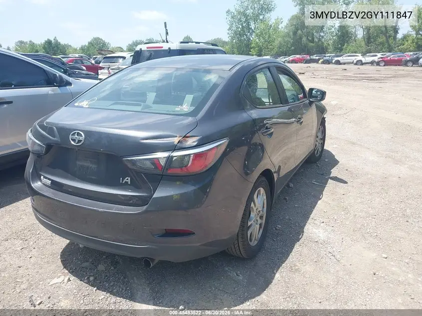 2016 Scion Ia VIN: 3MYDLBZV2GY111847 Lot: 45483522