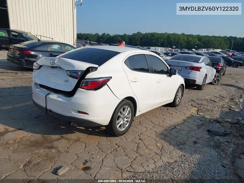 2016 Scion Ia VIN: 3MYDLBZV6GY122320 Lot: 45513985