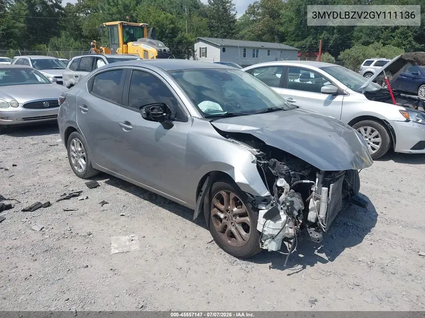 2016 Scion Ia VIN: 3MYDLBZV2GY111136 Lot: 45557147