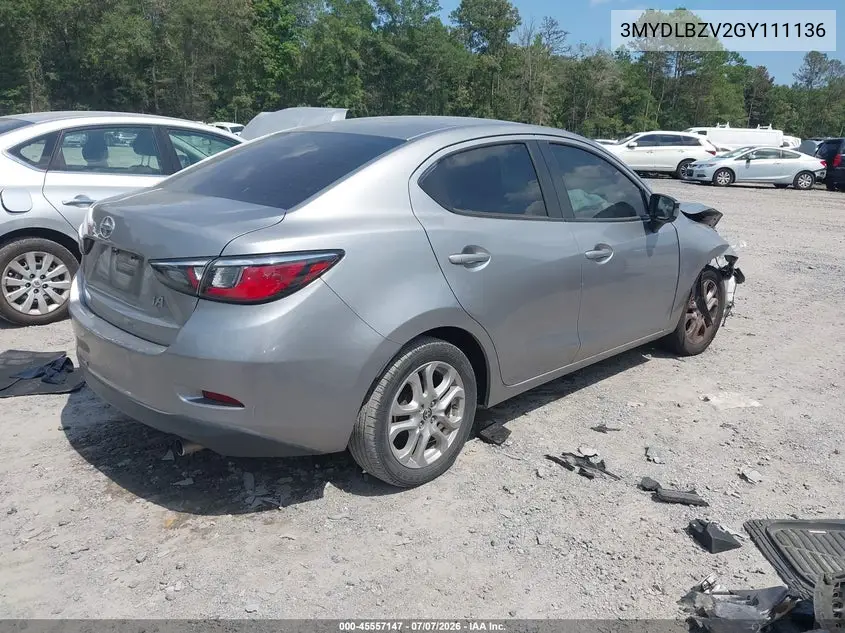 2016 Scion Ia VIN: 3MYDLBZV2GY111136 Lot: 45557147