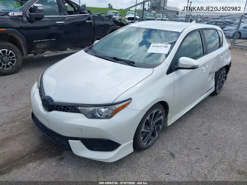 2016 Scion Im VIN: JTNKARJE2GJ502982 Lot: 45563748