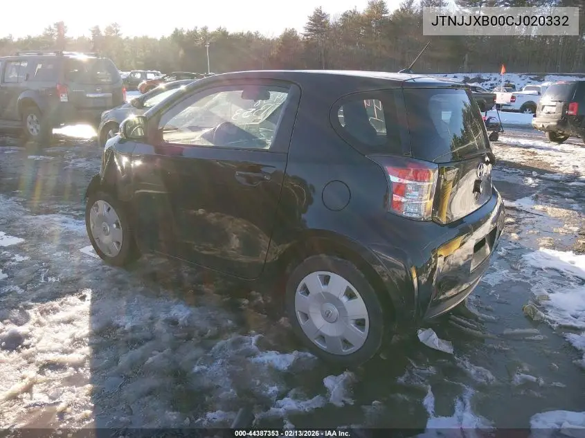 2012 Scion Iq VIN: JTNJJXB00CJ020332 Lot: 44387353