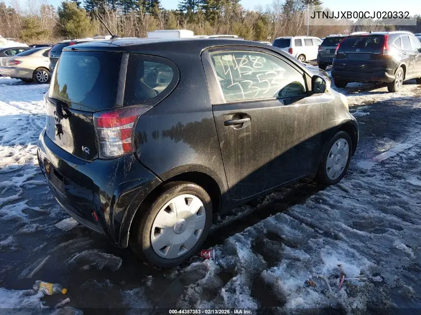 2012 Scion Iq VIN: JTNJJXB00CJ020332 Lot: 44387353