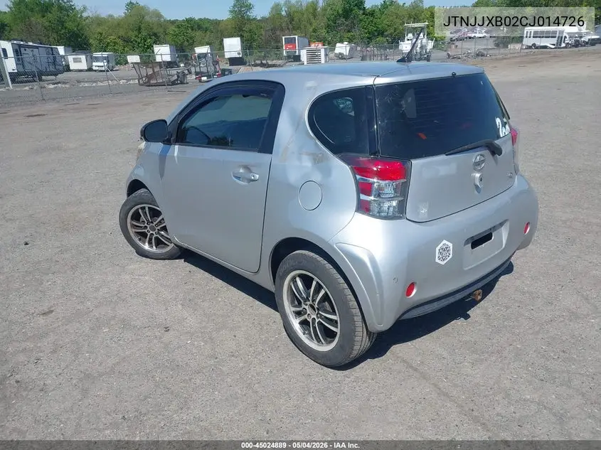 2012 Scion Iq VIN: JTNJJXB02CJ014726 Lot: 45024889