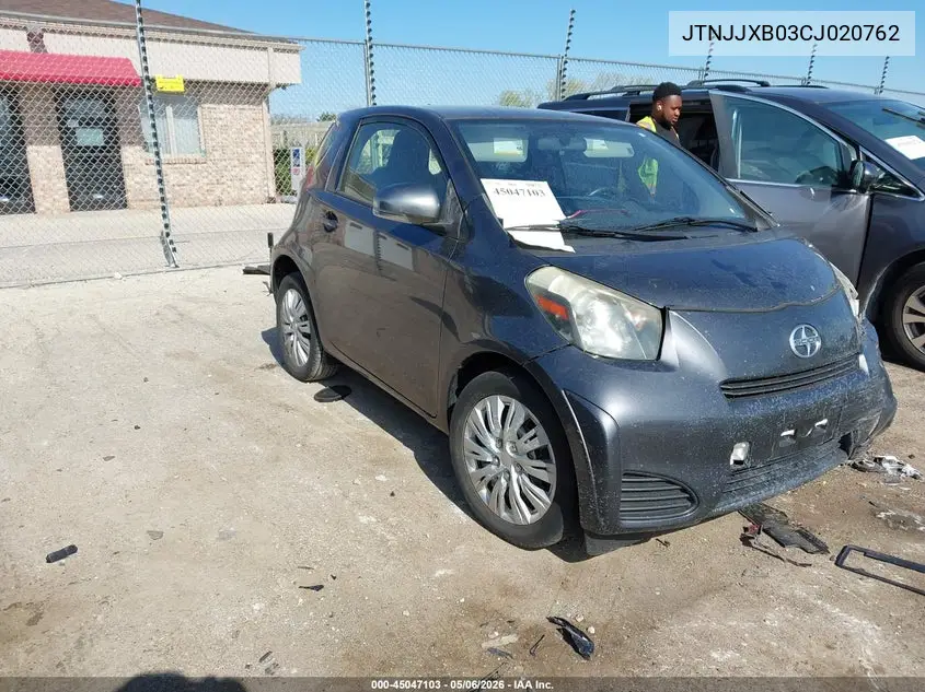 2012 Scion Iq VIN: JTNJJXB03CJ020762 Lot: 45047103
