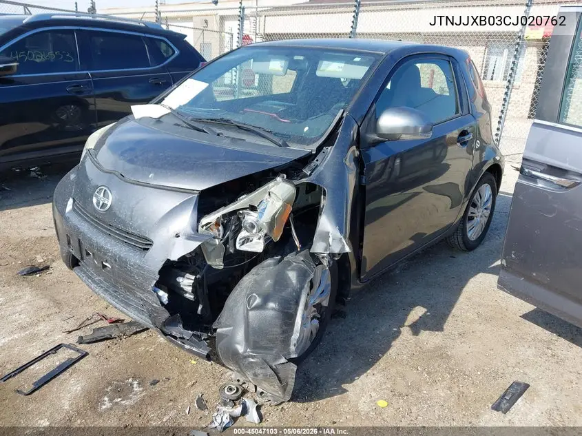 2012 Scion Iq VIN: JTNJJXB03CJ020762 Lot: 45047103