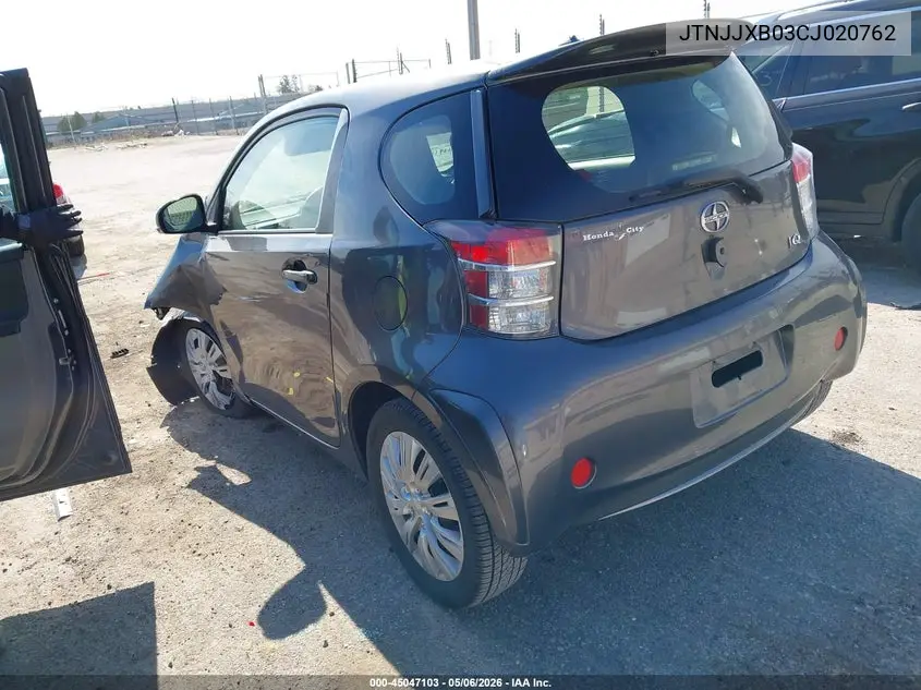 2012 Scion Iq VIN: JTNJJXB03CJ020762 Lot: 45047103