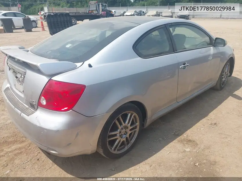 2005 Scion Tc VIN: JTKDE177850029984 Lot: 45656920