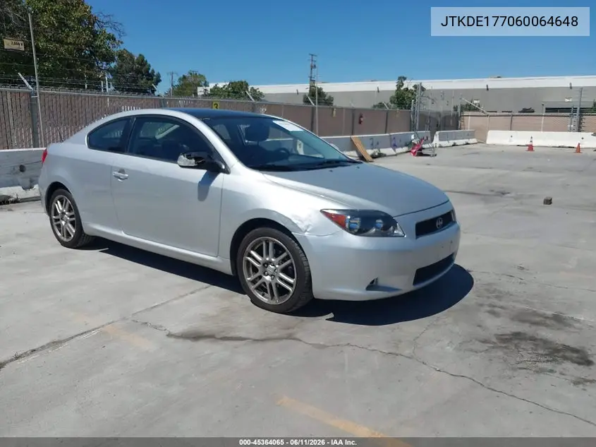 2006 Scion Tc VIN: JTKDE177060064648 Lot: 45364065