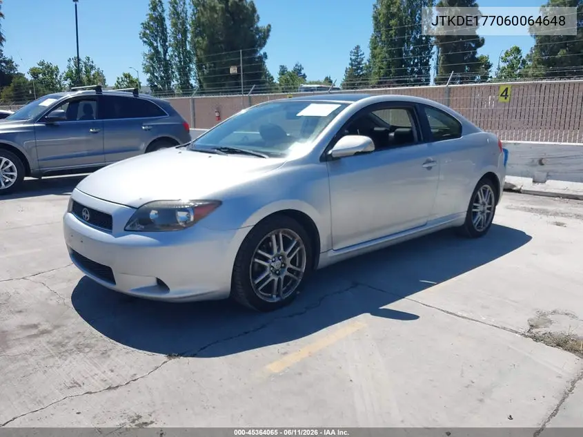 2006 Scion Tc VIN: JTKDE177060064648 Lot: 45364065