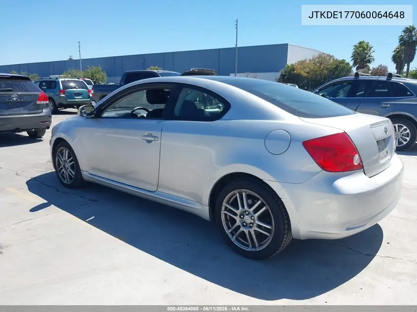 2006 Scion Tc VIN: JTKDE177060064648 Lot: 45364065
