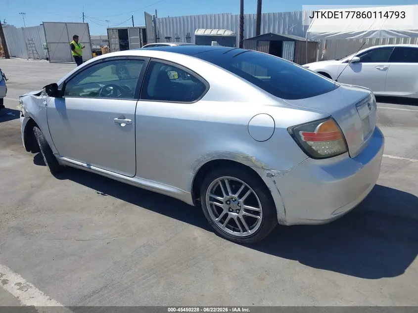 2006 Scion Tc VIN: JTKDE177860114793 Lot: 45450228