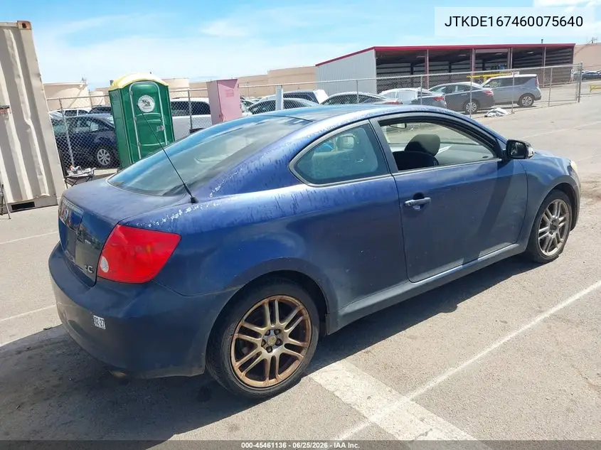 2006 Scion Tc VIN: JTKDE167460075640 Lot: 45461136