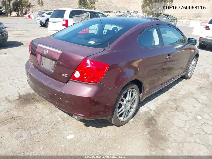 2006 Scion Tc VIN: JTKDE167760068116 Lot: 45648755