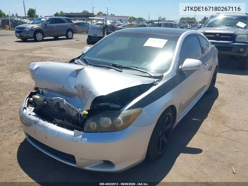 2008 Scion Tc VIN: JTKDE167180267116 Lot: 45322012