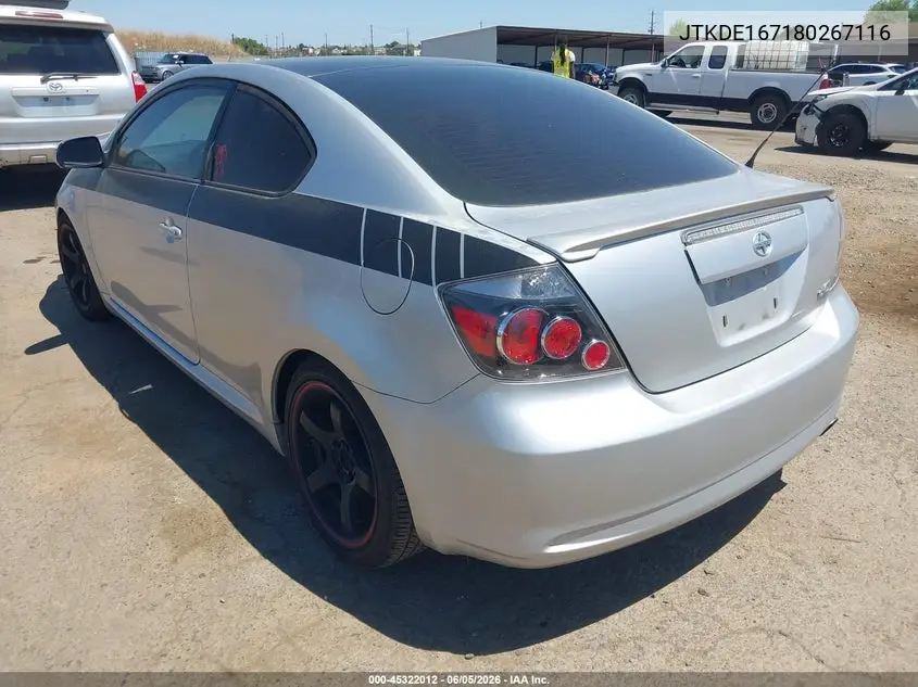 2008 Scion Tc VIN: JTKDE167180267116 Lot: 45322012