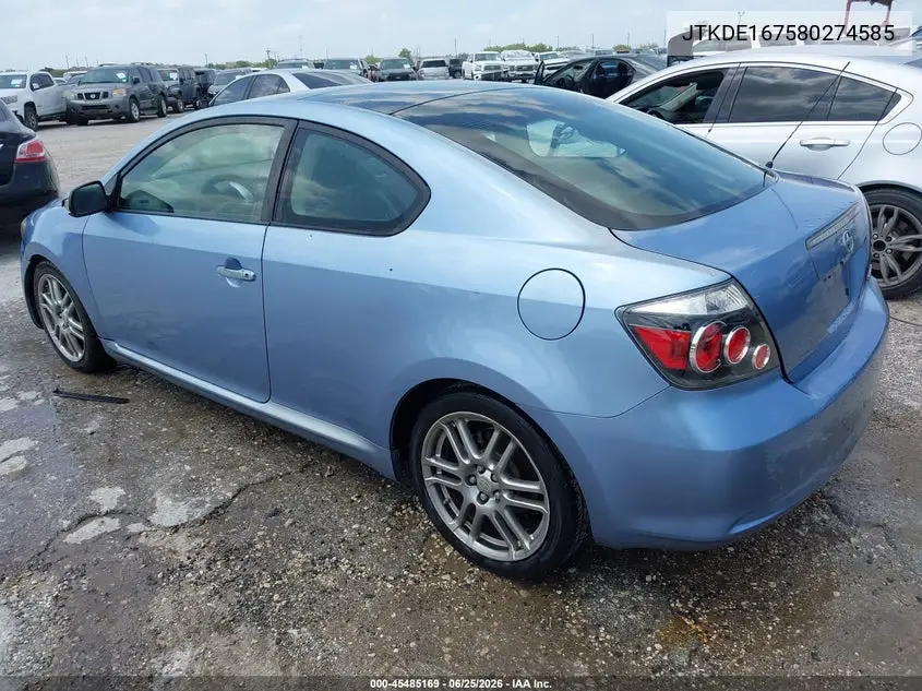 2008 Scion Tc VIN: JTKDE167580274585 Lot: 45485169