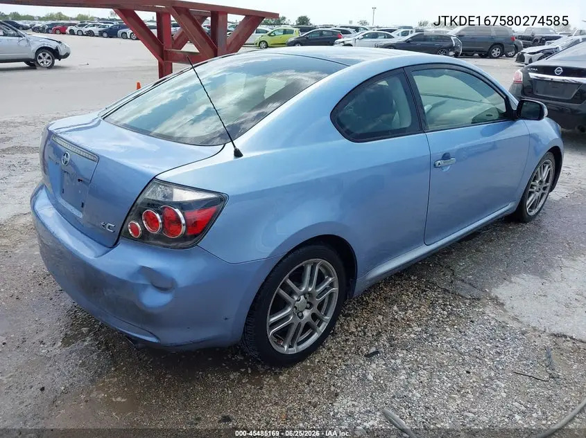 2008 Scion Tc VIN: JTKDE167580274585 Lot: 45485169
