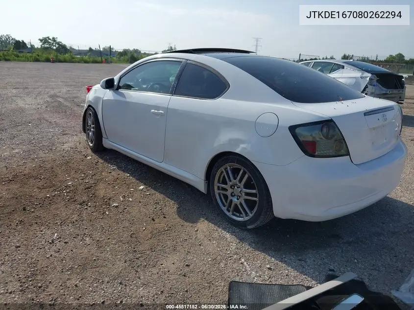 2008 Scion Tc VIN: JTKDE167080262294 Lot: 45517152