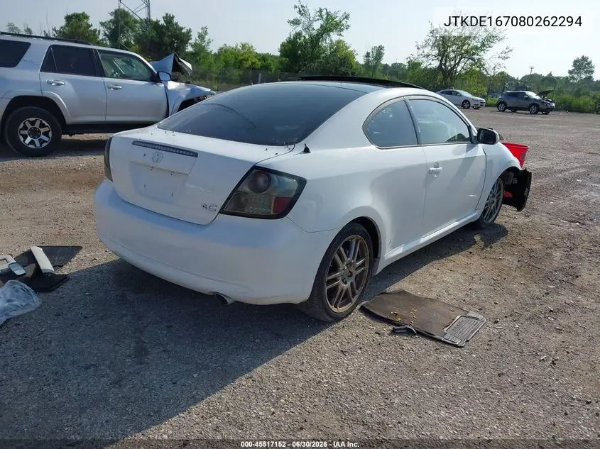 2008 Scion Tc VIN: JTKDE167080262294 Lot: 45517152