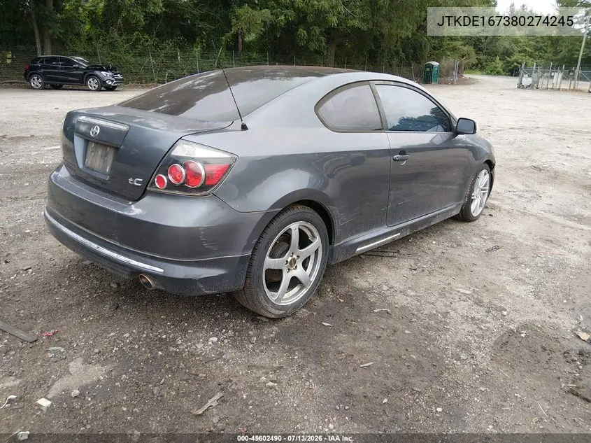 2008 Scion Tc VIN: JTKDE167380274245 Lot: 45602490