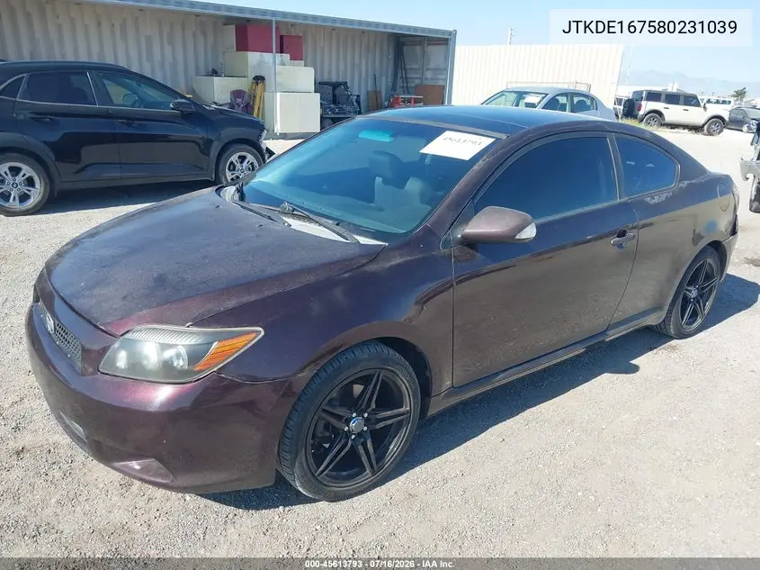 2008 Scion Tc VIN: JTKDE167580231039 Lot: 45613793