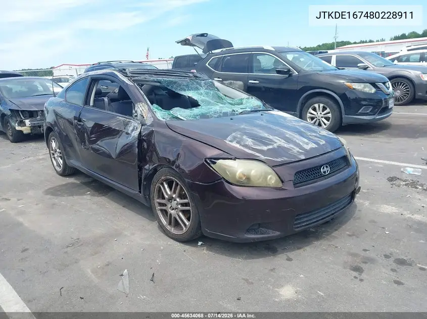 2008 Scion Tc VIN: JTKDE167480228911 Lot: 45634068