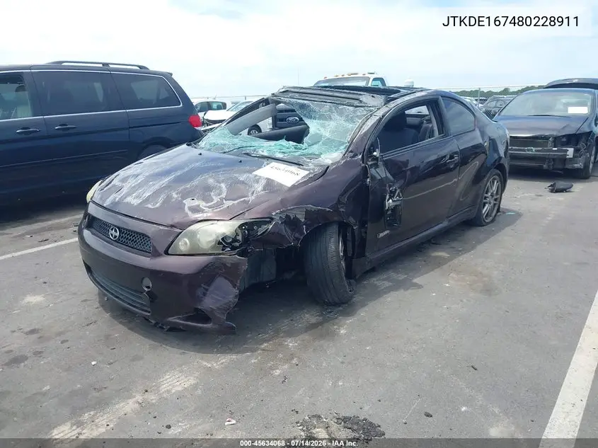 2008 Scion Tc VIN: JTKDE167480228911 Lot: 45634068