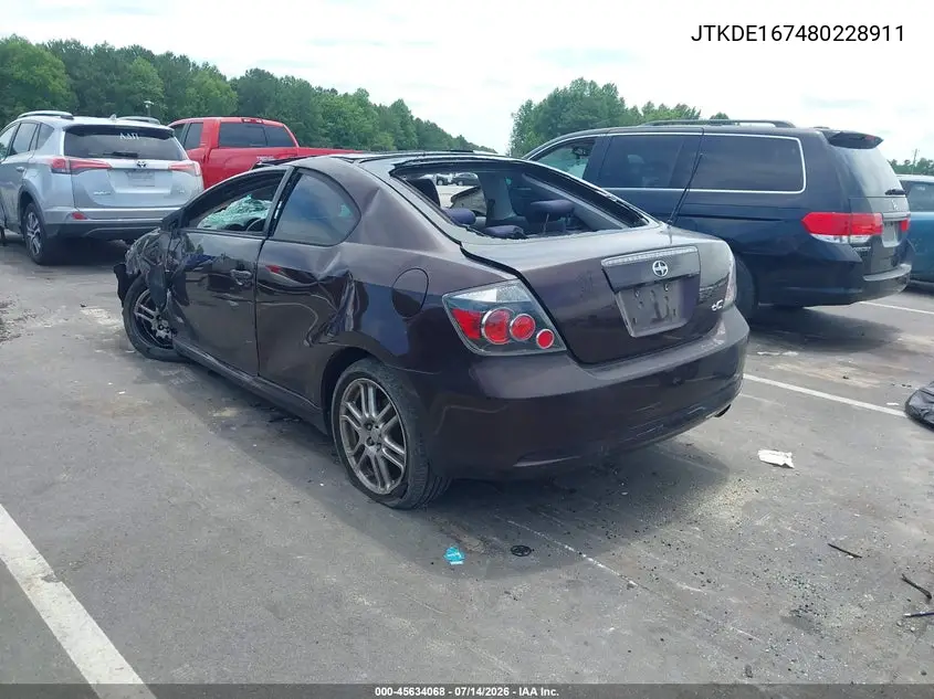2008 Scion Tc VIN: JTKDE167480228911 Lot: 45634068