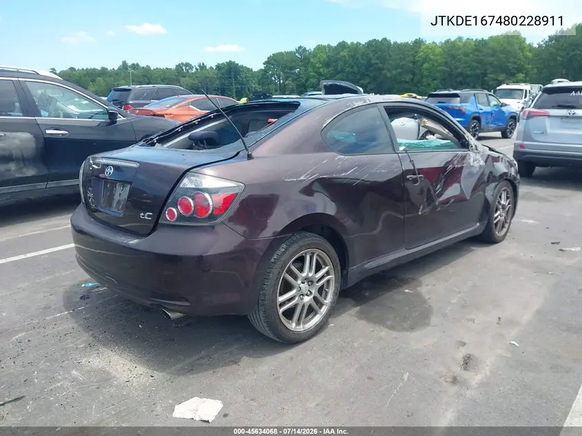 2008 Scion Tc VIN: JTKDE167480228911 Lot: 45634068