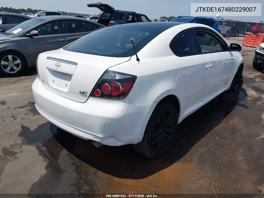 2008 Scion Tc VIN: JTKDE167480229007 Lot: 45661323