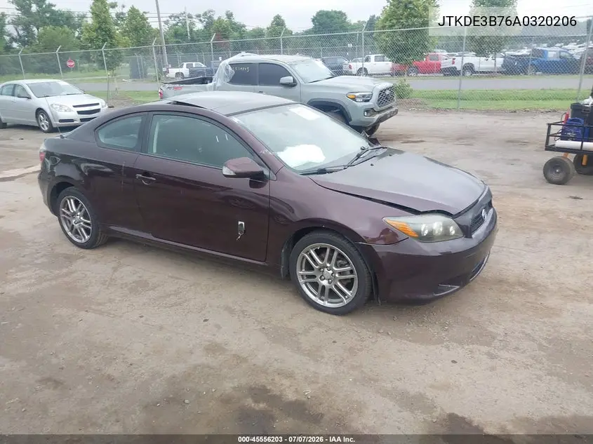 2010 Scion Tc VIN: JTKDE3B76A0320206 Lot: 45556203