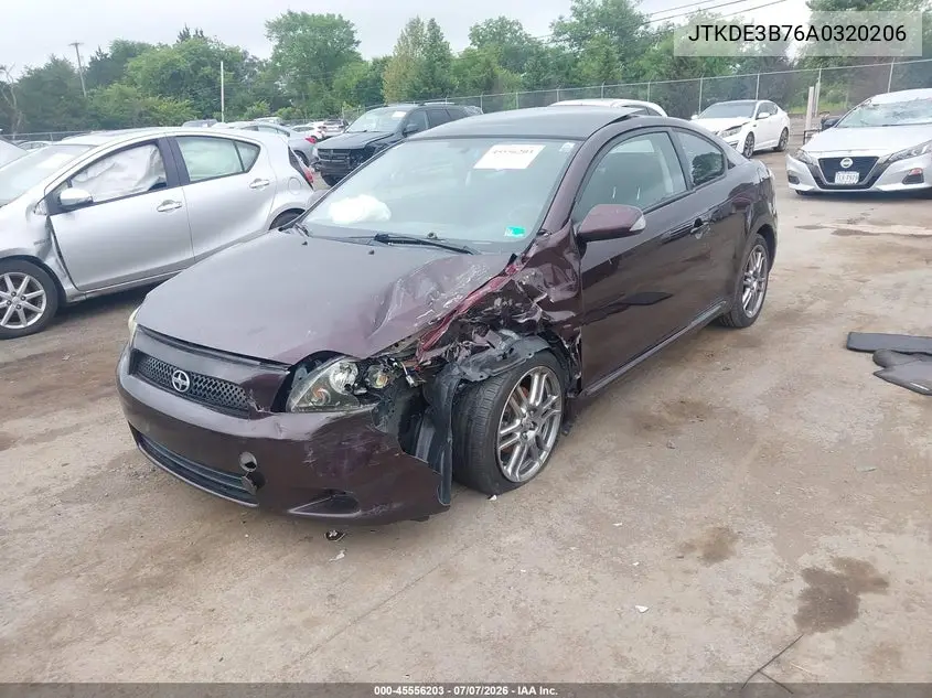 2010 Scion Tc VIN: JTKDE3B76A0320206 Lot: 45556203