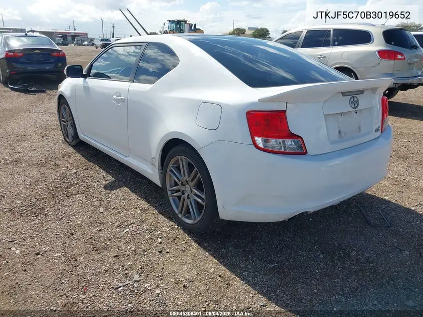 2011 Scion Tc VIN: JTKJF5C70B3019652 Lot: 45308401
