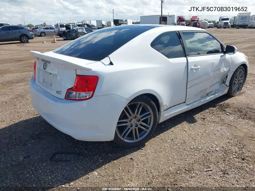 2011 Scion Tc VIN: JTKJF5C70B3019652 Lot: 45308401