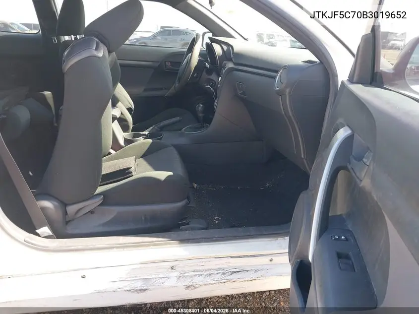2011 Scion Tc VIN: JTKJF5C70B3019652 Lot: 45308401