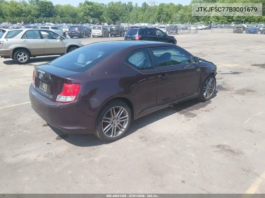 2011 Scion Tc VIN: JTKJF5C77B3001679 Lot: 45531308
