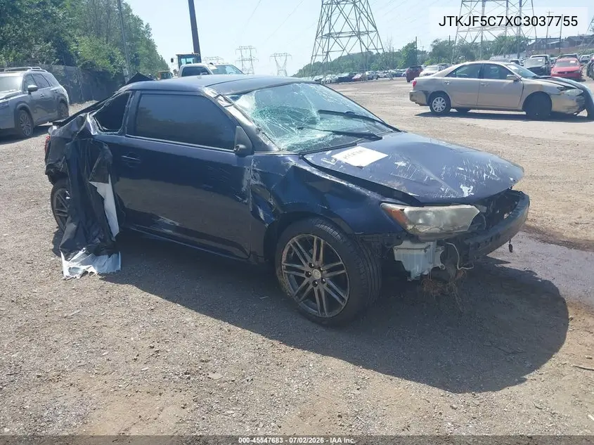 2012 Scion Tc VIN: JTKJF5C7XC3037755 Lot: 45547683