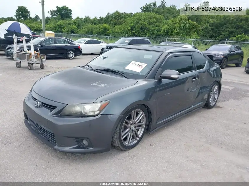 2012 Scion Tc VIN: JTKJF5C74C3036598 Lot: 45572590