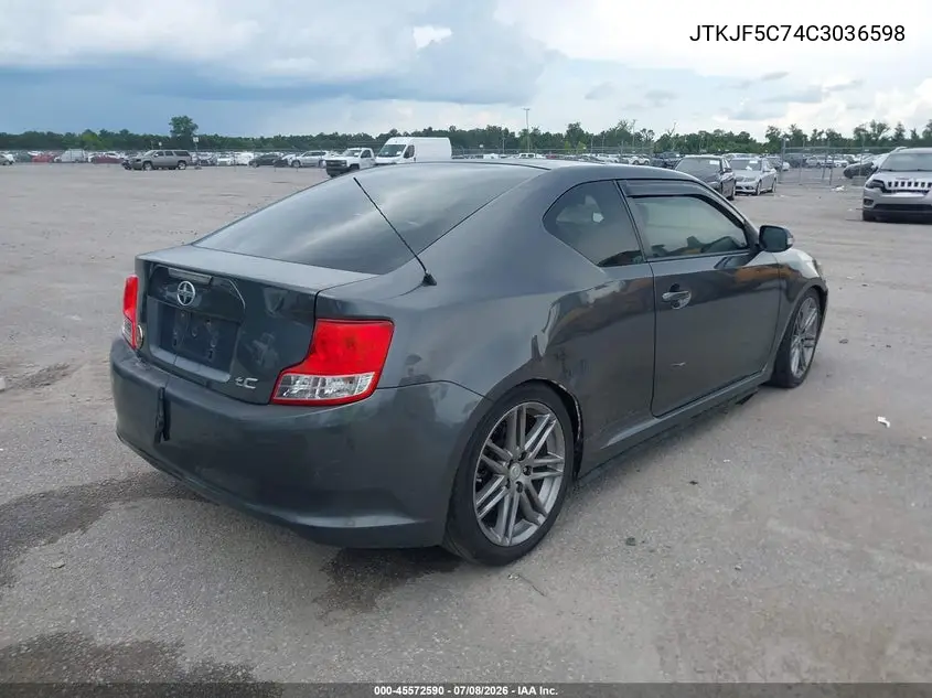 2012 Scion Tc VIN: JTKJF5C74C3036598 Lot: 45572590