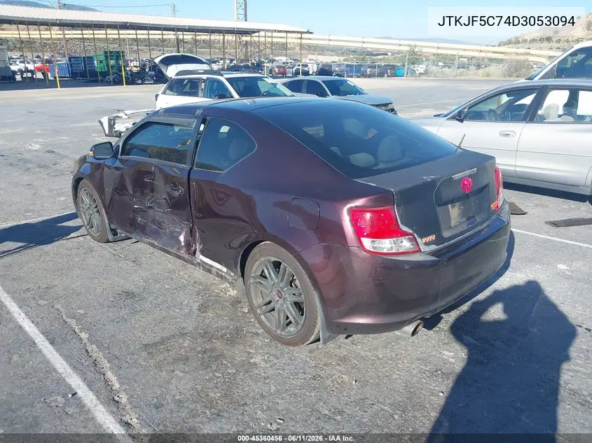 2013 Scion Tc VIN: JTKJF5C74D3053094 Lot: 45360456