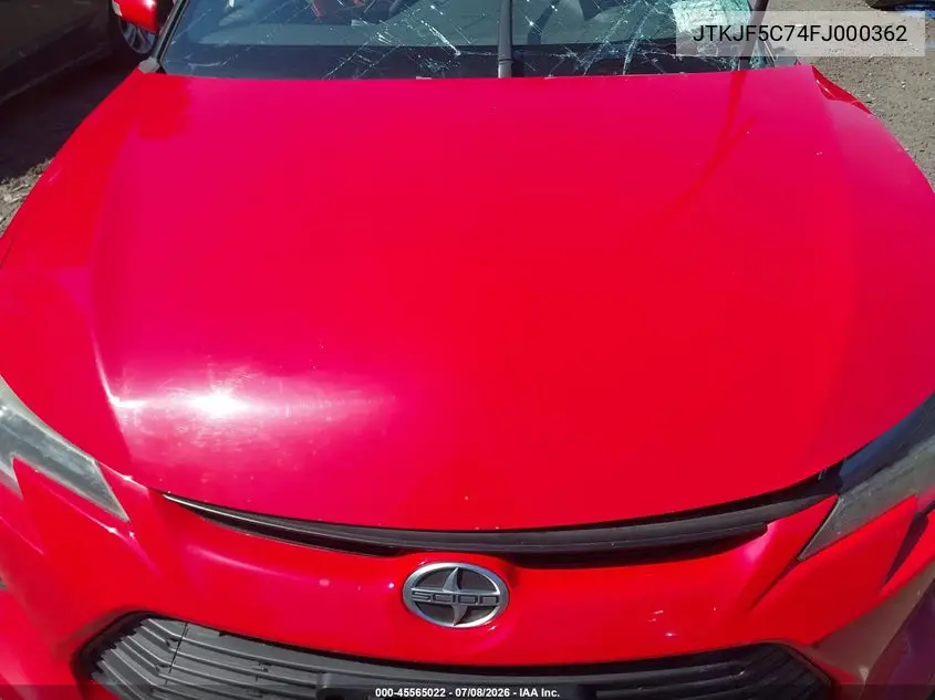 2015 Scion Tc VIN: JTKJF5C74FJ000362 Lot: 45565022