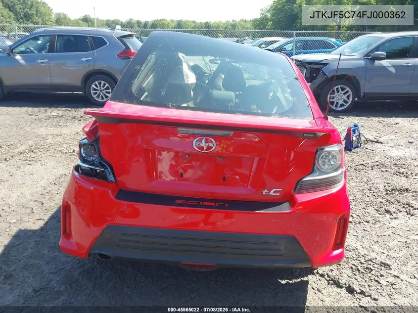 2015 Scion Tc VIN: JTKJF5C74FJ000362 Lot: 45565022