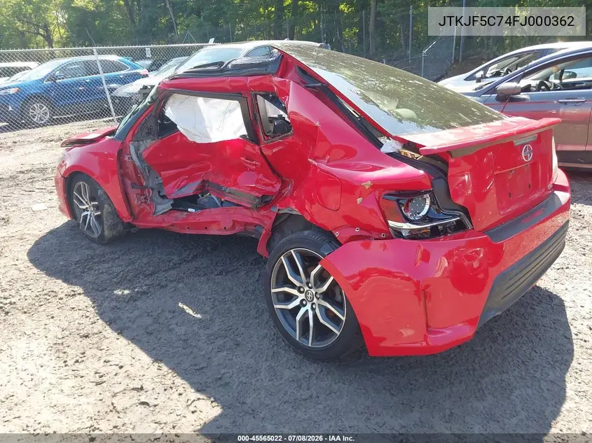 2015 Scion Tc VIN: JTKJF5C74FJ000362 Lot: 45565022