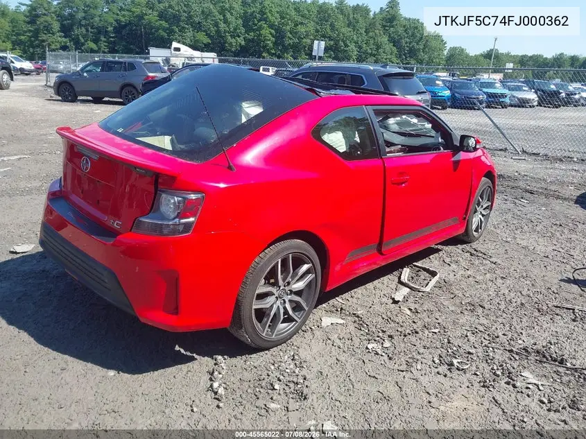 2015 Scion Tc VIN: JTKJF5C74FJ000362 Lot: 45565022