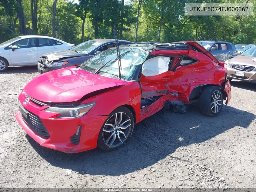 2015 Scion Tc VIN: JTKJF5C74FJ000362 Lot: 45565022