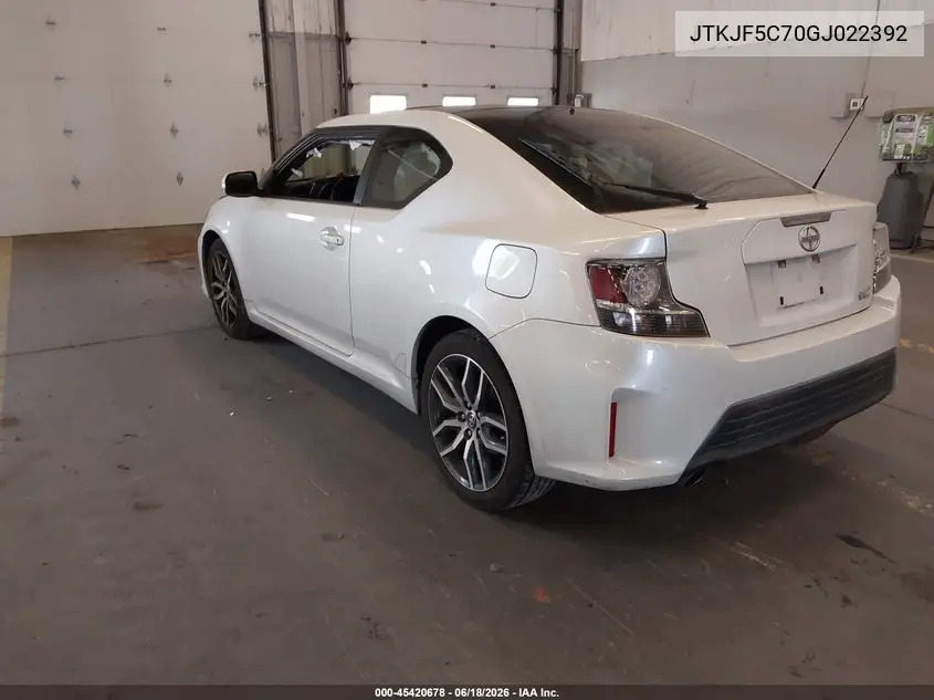 2016 Scion Tc VIN: JTKJF5C70GJ022392 Lot: 45420678